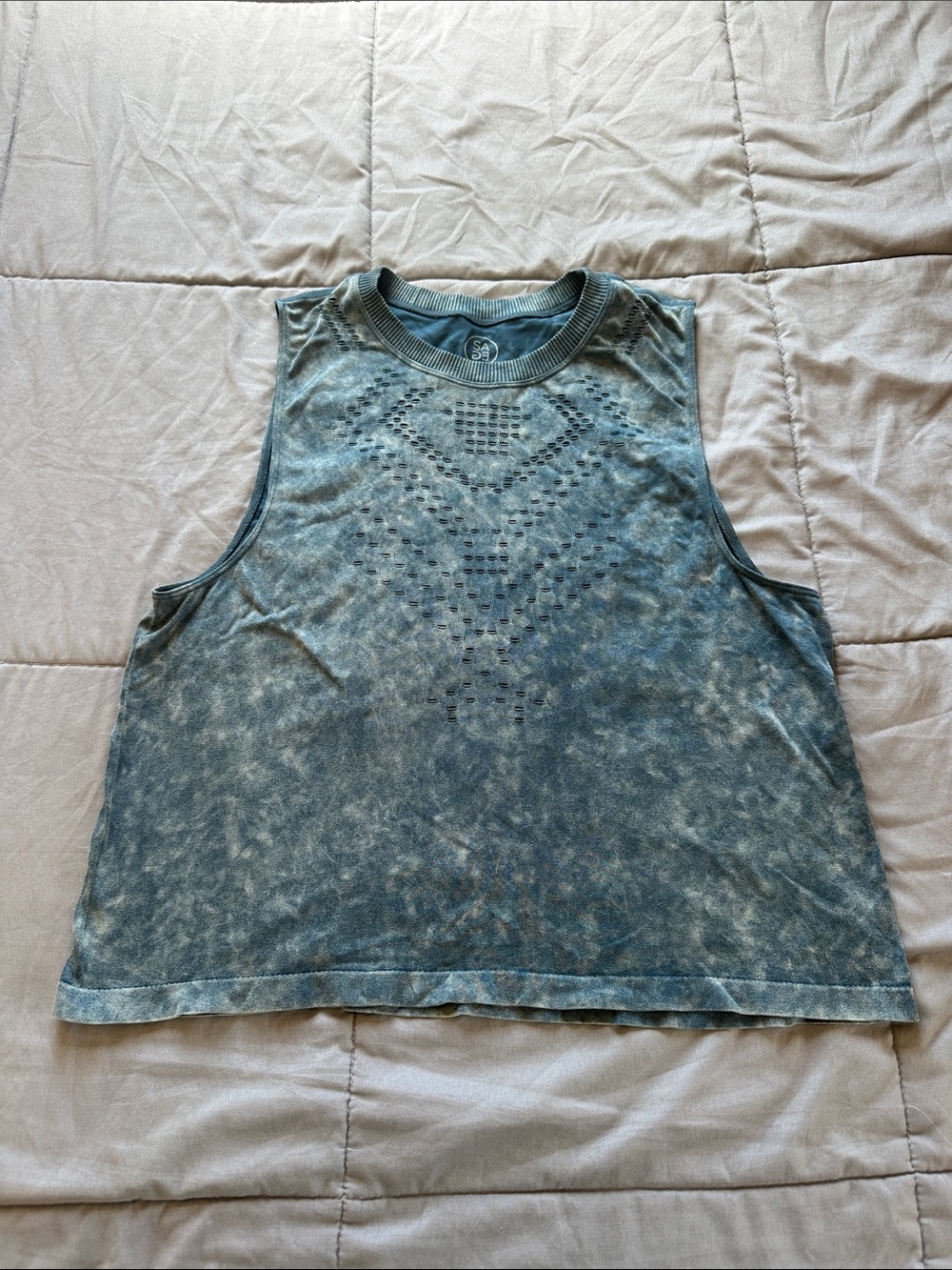 Sage Women’s Sleeveless Distressed Mineral Wash Tank Top - Teal Green